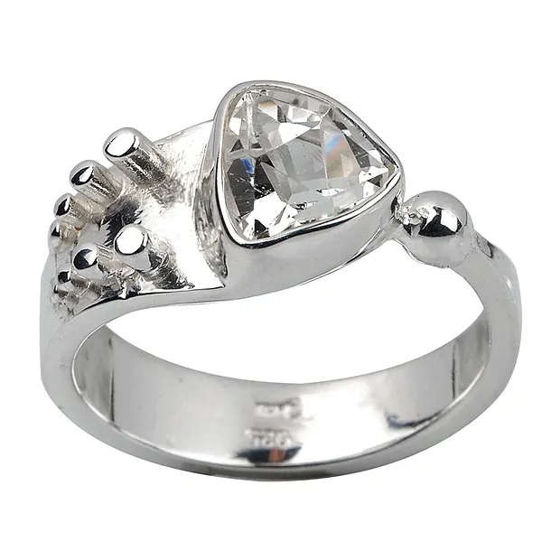 Ring Topas weiß, facettiert (7x7x7mm), Gr. 59 | Edelsteine, Heilsteine & Schmuck