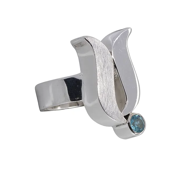Anello "Waves" Topazio (blu), misura 57 | grossista gemme e pietre curative