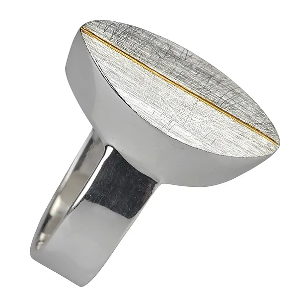 Ring "Navette mit Goldstreifen", Gr. 63 | GH Edelsteine, Heilsteine & Schmuck