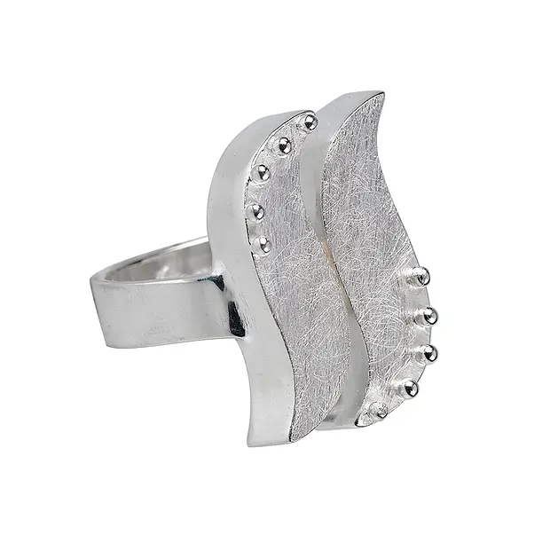 Ring "Wellen mit Kugel-Dekor", Gr. 59 | Edelsteine, Heilsteine & Schmuck-Handel