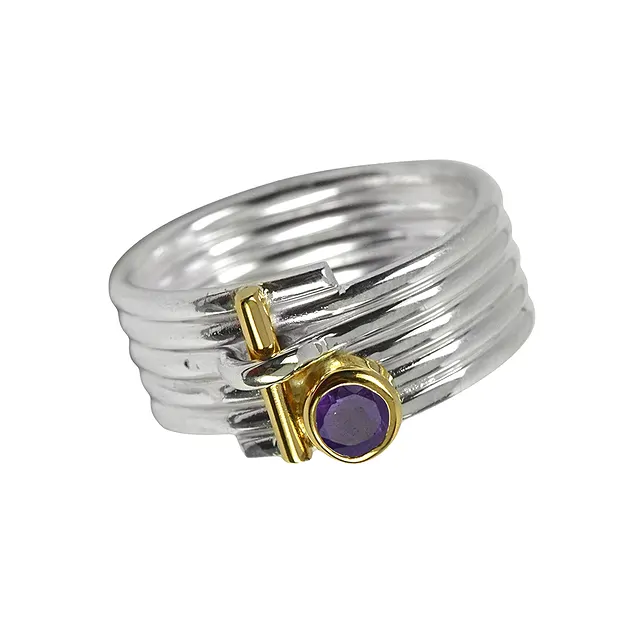 Amethyst ring, round (4 mm), size 61 (19.5), gold-plated | Marco Schreier
