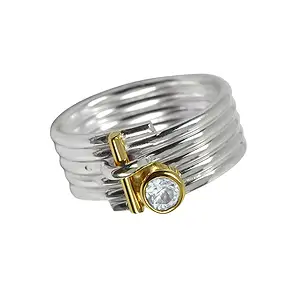 Bague à rayures Topaze blanche, T. 53 | Marco Schreier