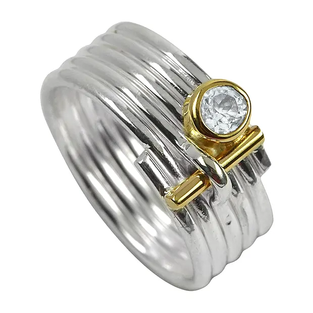 Ring stripe Topaz (white), size 59 | wholesaler gems, healing stones & jewelry