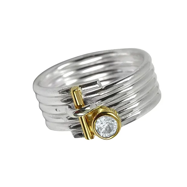 Anello a righe Topazio (bianco), misura 61 | grossista gemme e pietre curative