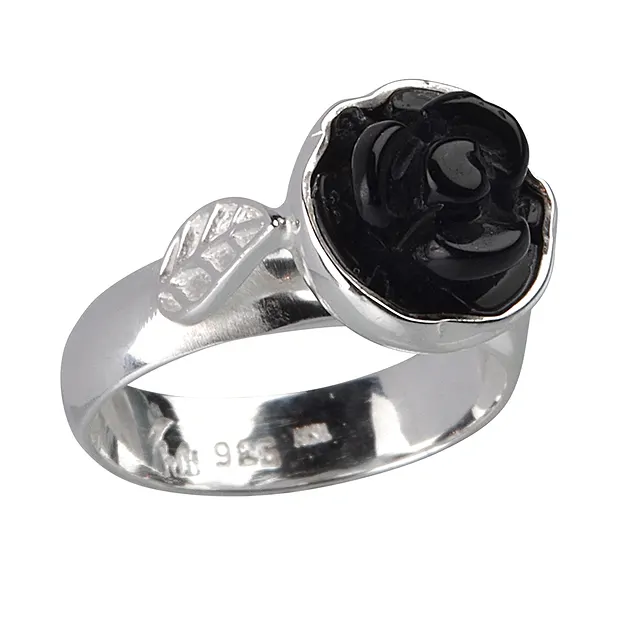 Ring "Rose" Onyx (dyed), size 59 | wholesaler gems, healing stones & jewelry