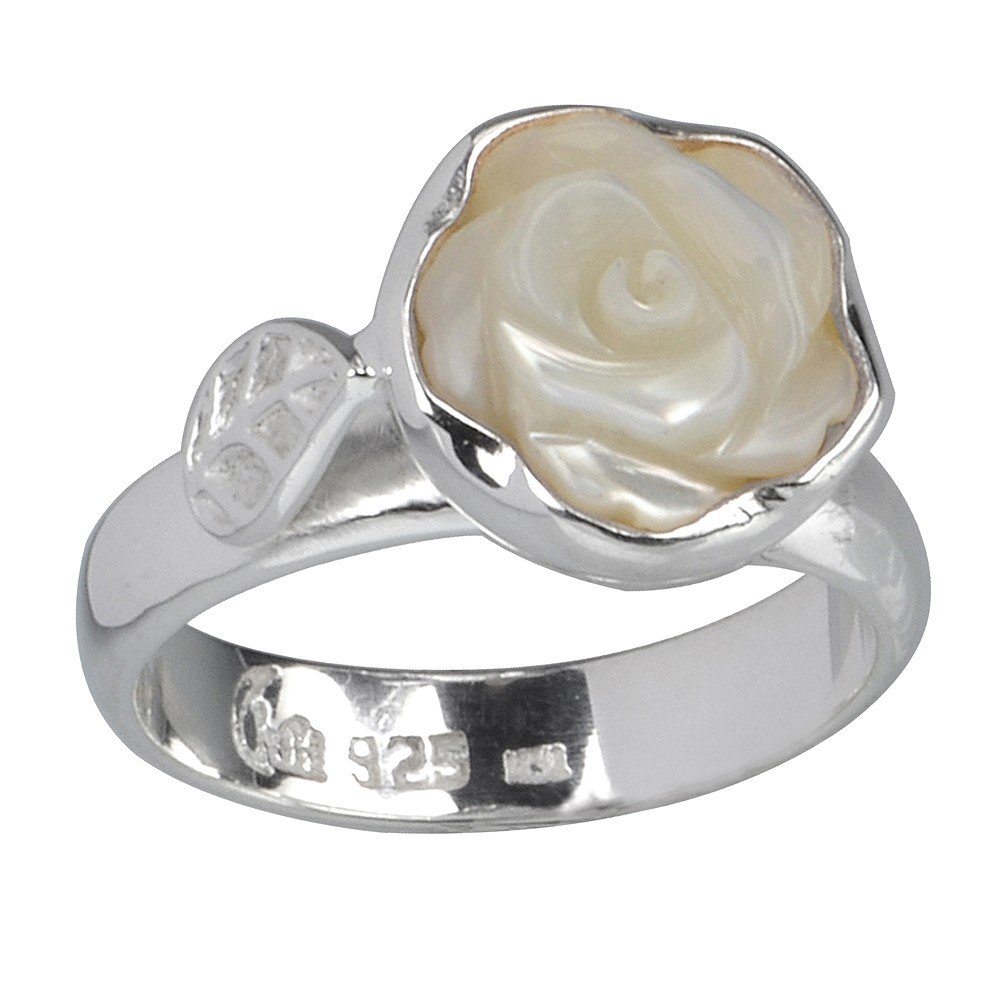 Rose" ring, Mother of Pearl, size 61 | wholesaler gems, healing stones & jewelry