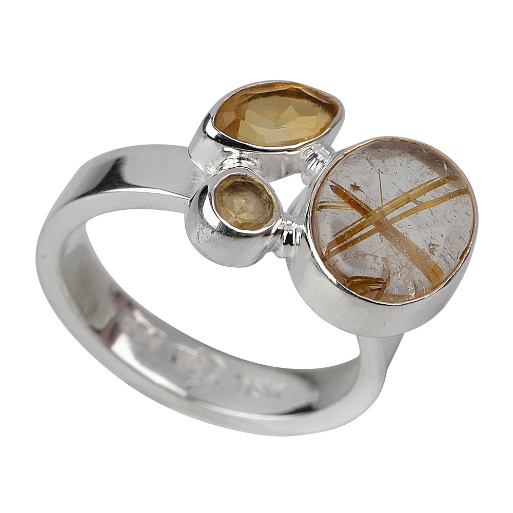 Anillo Cuarzo rutilo, Citrino (calentado), talla 59 | Marco Schreier