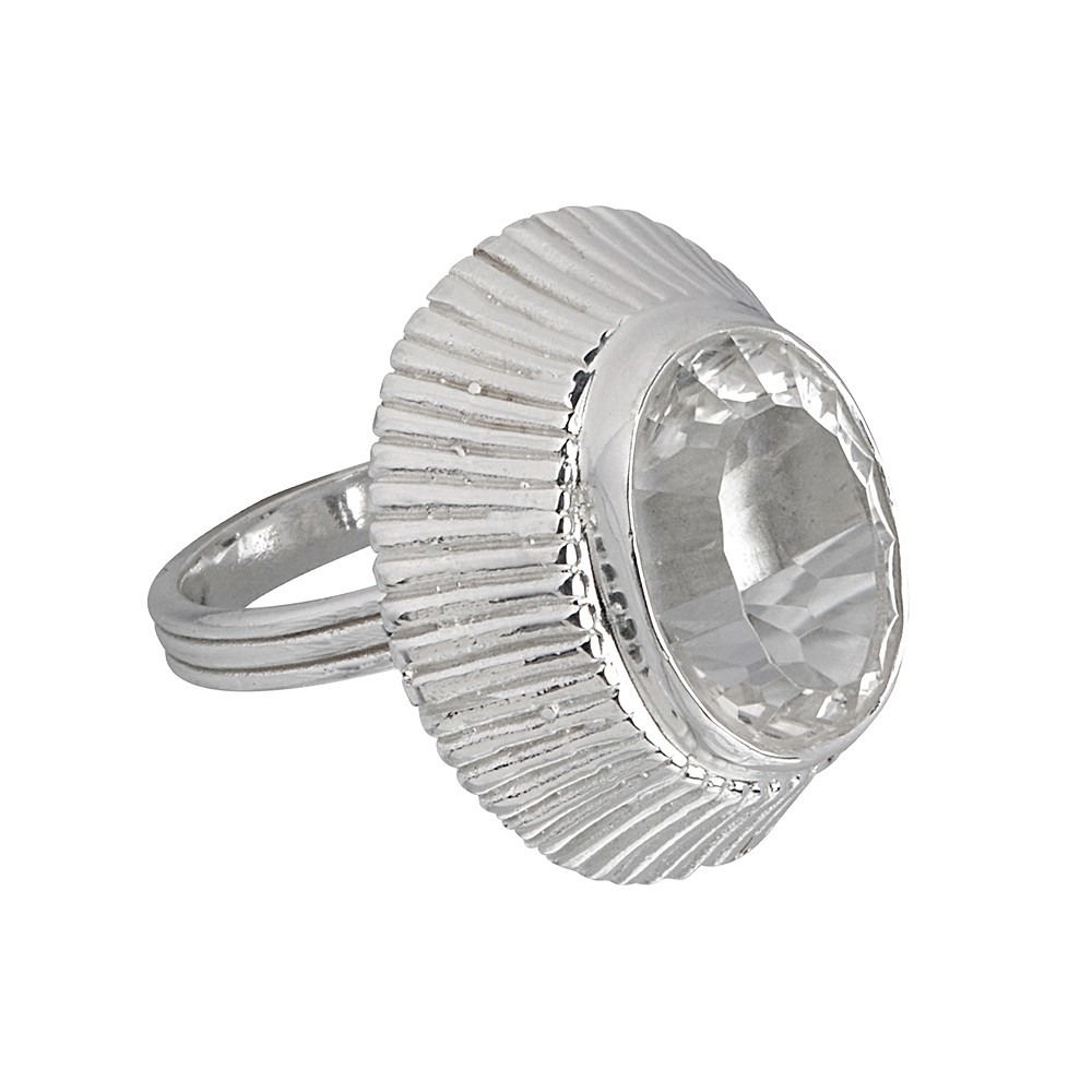 Ring Rock Crystal oval, faceted, size 55 | wholesaler gems & healing stones
