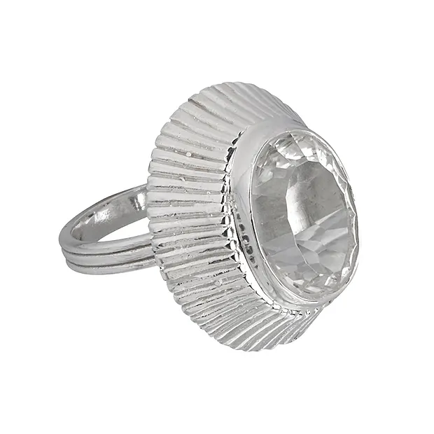 Bague Cristal de roche ovale, facettée, taille 57 | Marco Schreier