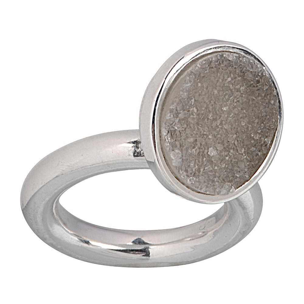 Agate Druzy ring with movable setting, size 59 | gems, healing stones & jewelry