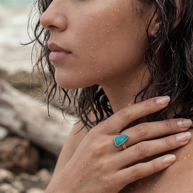 Anello opale doppio a forma libera, misura 57 | Marco Schreier