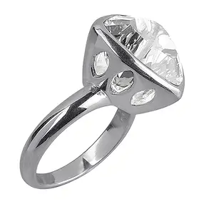 Anillo Cristal de roca, triangular, facetado, tamaño 55 | Marco Schreier