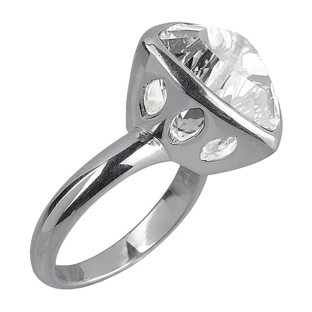 Anello in Cristallo di rocca, triangolare, sfaccettato, misura 55 | Marco Schreier