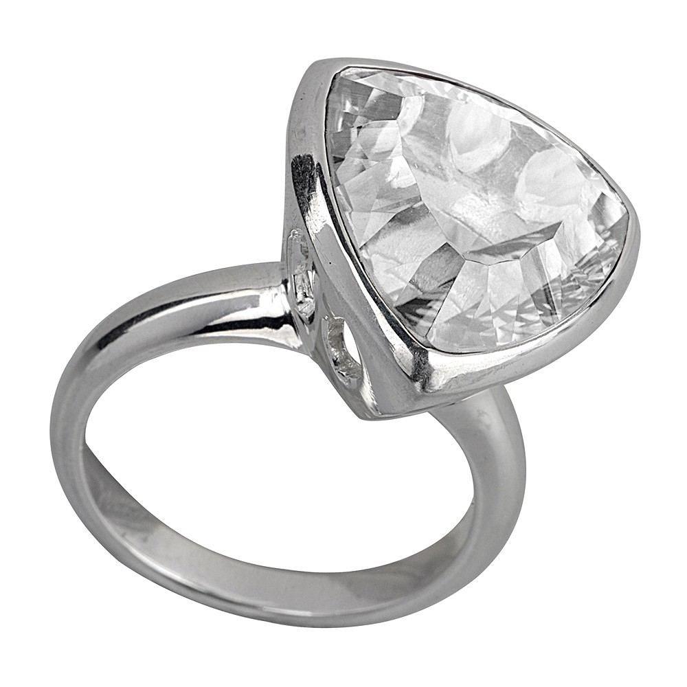 Bague Cristal de roche, triangulaire, facettée, taille 55 | Marco Schreier