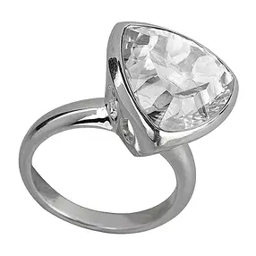 Anillo Cristal de roca, triangular, facetado, tamaño 55 | Marco Schreier