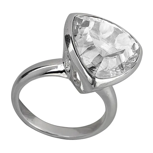 Anello in Cristallo di rocca, triangolare, sfaccettato, misura 55 | Marco Schreier