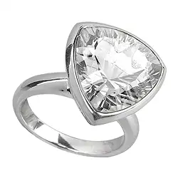 243005160030 Rock Crystal ring, triangular, faceted, size 55 | gems, healing stones & jewelry