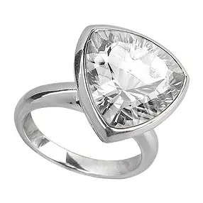 Anillo Cristal de roca, triangular, facetado, tamaño 55 | Marco Schreier