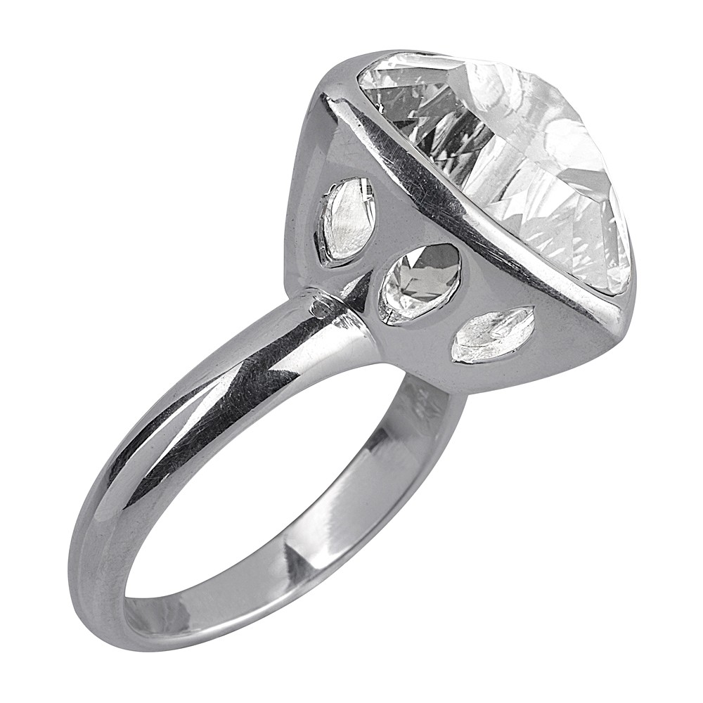 Ring Bergkristall, dreieckig, facettiert, Gr. 57 | Marco Schreier