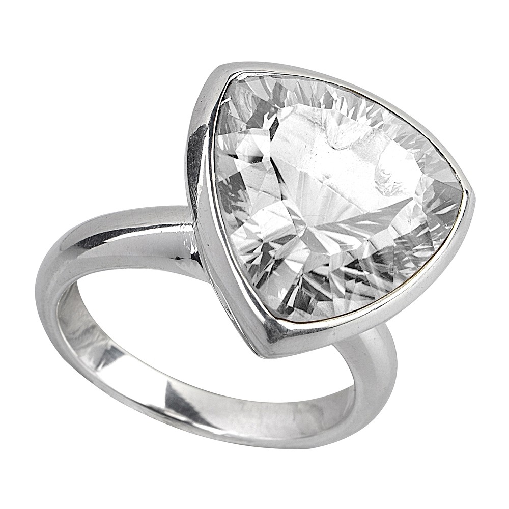 Ring Bergkristall, dreieckig, facettiert, Gr. 59 | Marco Schreier