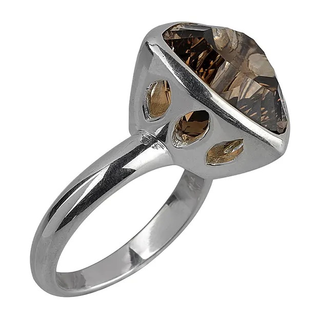 Ring Rauchquarz, dreieckig, facettiert, Gr. 61 | Marco Schreier