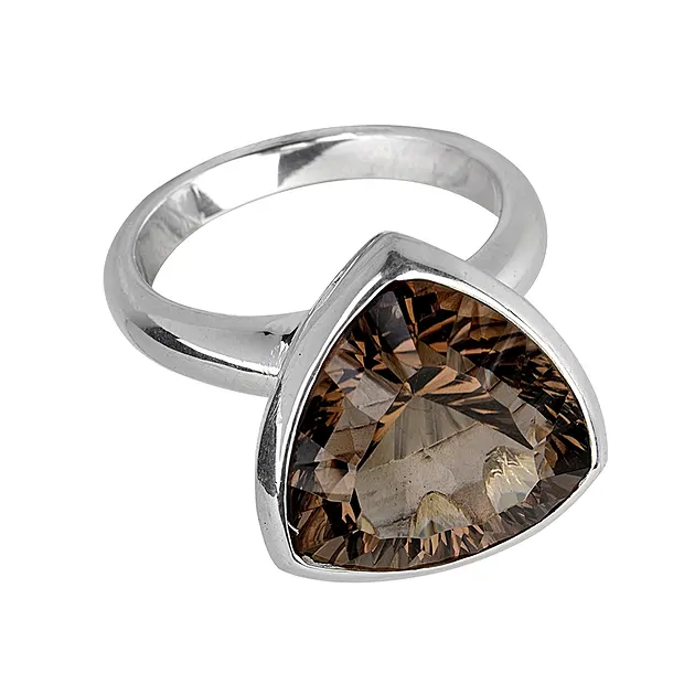 Anello Quarzo fumé, triangolare, sfaccettato, misura 61 | Marco Schreier
