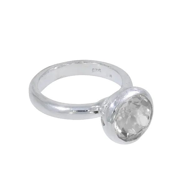 Ring Topas weiß facettiert (10mm), Gr. 63 | GH Edelsteine, Heilsteine & Schmuck