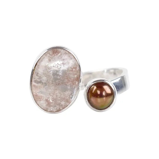 Ring Inklusenquarz, Perle (gef.), Größe 61 | GH Edelsteine, Heilsteine & Schmuck