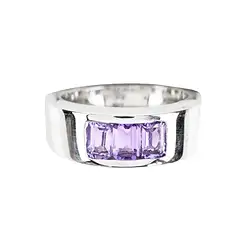 243005170035 Ring amethyst rectangles (6 x 4mm), size 59 | wholesaler gems & healing stones
