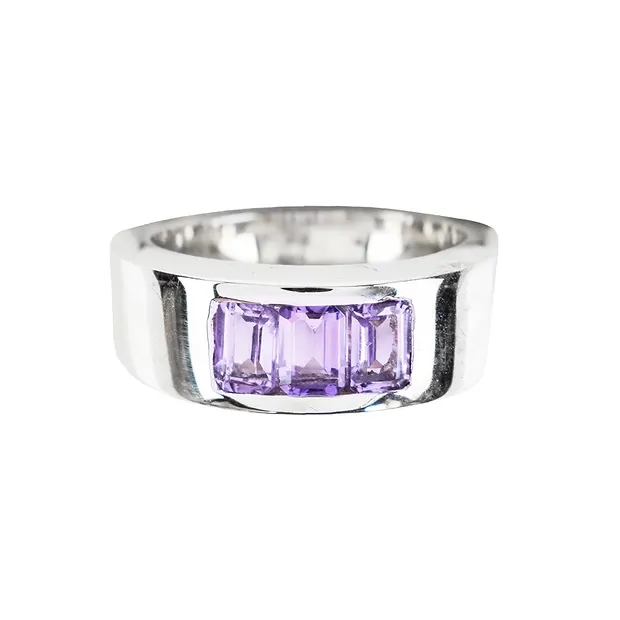 Ring Amethyst-Rechtecke (6 x 4mm), Größe 63 | Edelsteine, Heilsteine & Schmuck