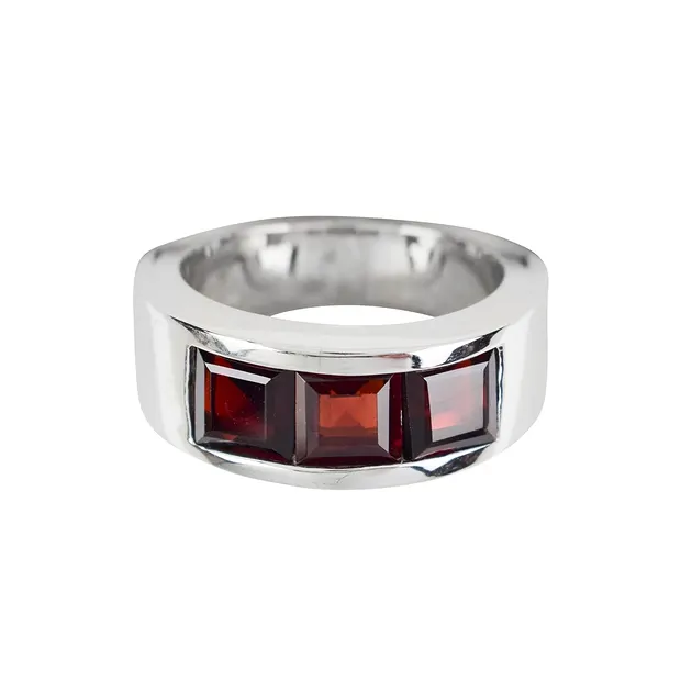 Ring Granat-Quadrate (6 x 6mm), Größe 57   | Edelsteine, Heilsteine & Schmuck