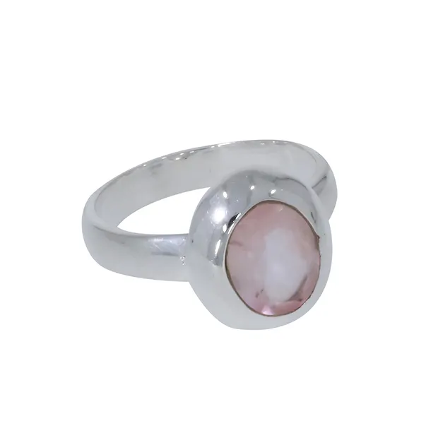 Ring Rosenquarz oval (12 x 9mm), facettiert, Gr. 59 | Marco Schreier