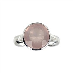 243005180074 Bague Quartz rose (12mm) à facettes, taille 53 | Marco Schreier