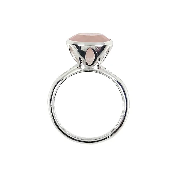 Ring Rose Quartz (12mm) faceted, size 61 | wholesaler gems & healing stones