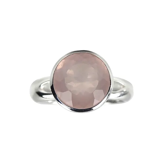 Ring Rosenquarz (12mm) facettiert, Größe 61 | Edelsteine, Heilsteine & Schmuck