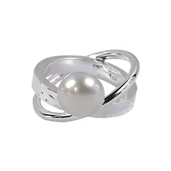 243005190015 Ring Perle weiß (10mm), Größe 57, doppelte Ringschiene | Marco Schreier