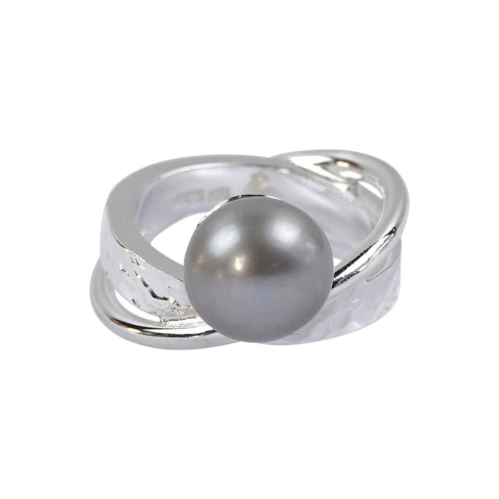 Ring pearl gray (10mm), size 63. double ring shank | Marco Schreier