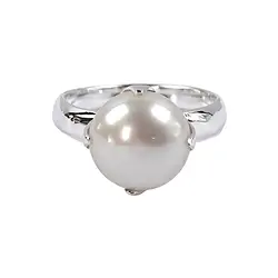 243005190032 Bague perle blanche (12mm), monture crantée, taille 55 | Marco Schreier