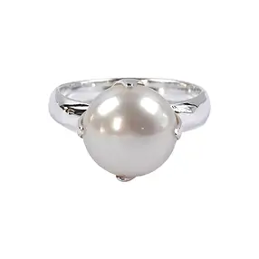 Ring pearl white (12mm), prong setting, size 61 | gems, healing stones & jewelry