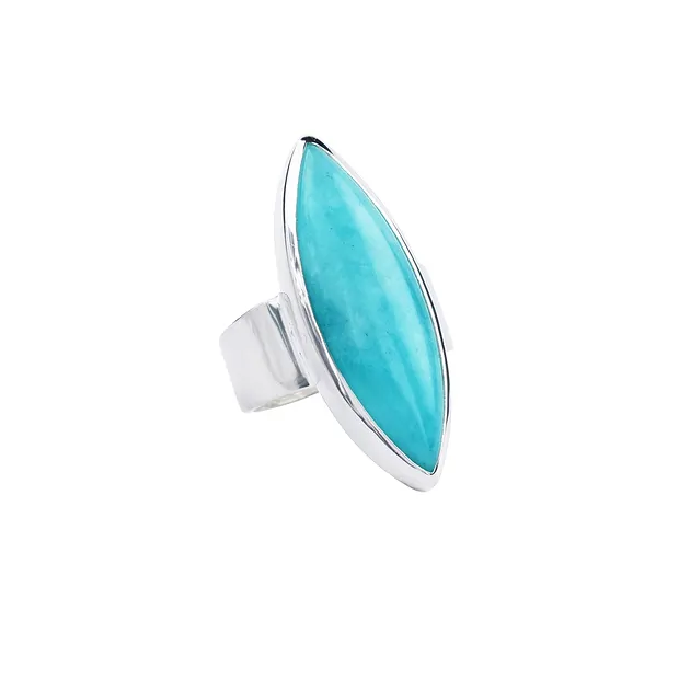 Ring Amazonit-Navette (30mm), Größe 61 | Edelsteine, Heilsteine & Schmuck-Handel