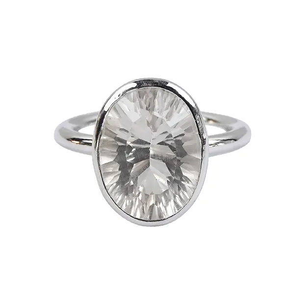 Bague Cristal de roche ovale à facettes, taille 57 | Marco Schreier