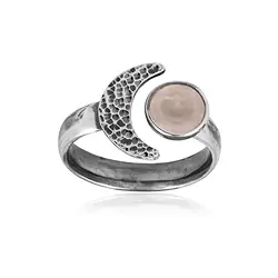 243005250001 Bague Quartz rose (8mm), lune, taille 51 (16) | Marco Schreier