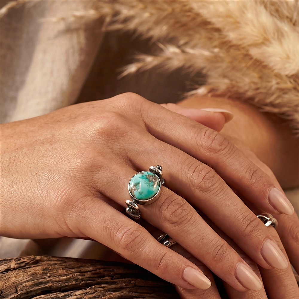 Ring Turquoise (stab.) round (11mm), size 63 (20), movable | Marco Schreier