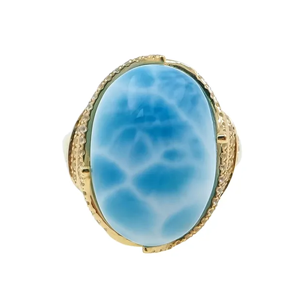 Ring Larimar, Oval (18 x 13mm), Gold 375, Größe 60 (19) | Marco Schreier