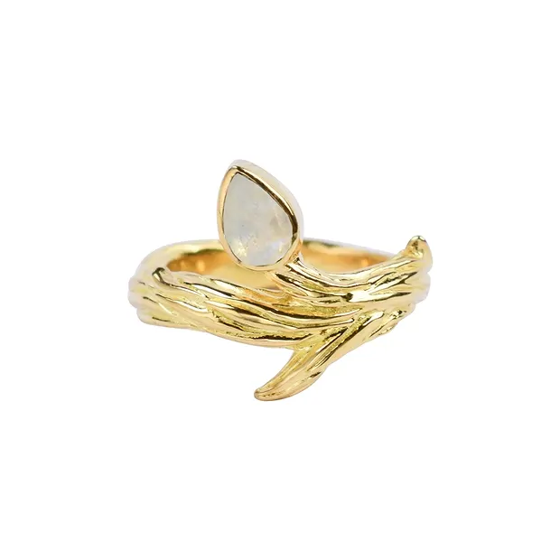 Labradorite (light) drop ring (7 x 5mm), size 66 | Marco Schreier