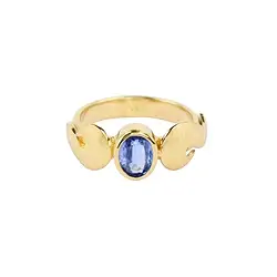 243009210262 Kyanite oval faceted ring, wings, gold-plated, ice-matt, size 54 | Marco Schreier