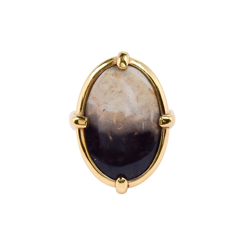 Petrified palm wood ring, size 63, gold-plated | gems, healing stones & jewelry