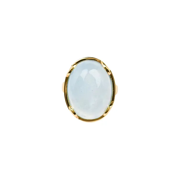 Anello ovale di Acquamarina (20 x15 mm), misura 51, placcato oro | Marco Schreier