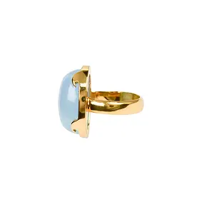 Bague Aigue-marine ovale (20 x15mm), taille 51, plaqué or | Marco Schreier