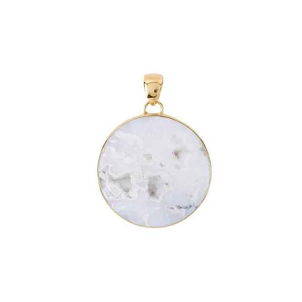Agate (white) ring, round, size 63, gold-plated | gems, healing stones & jewelry